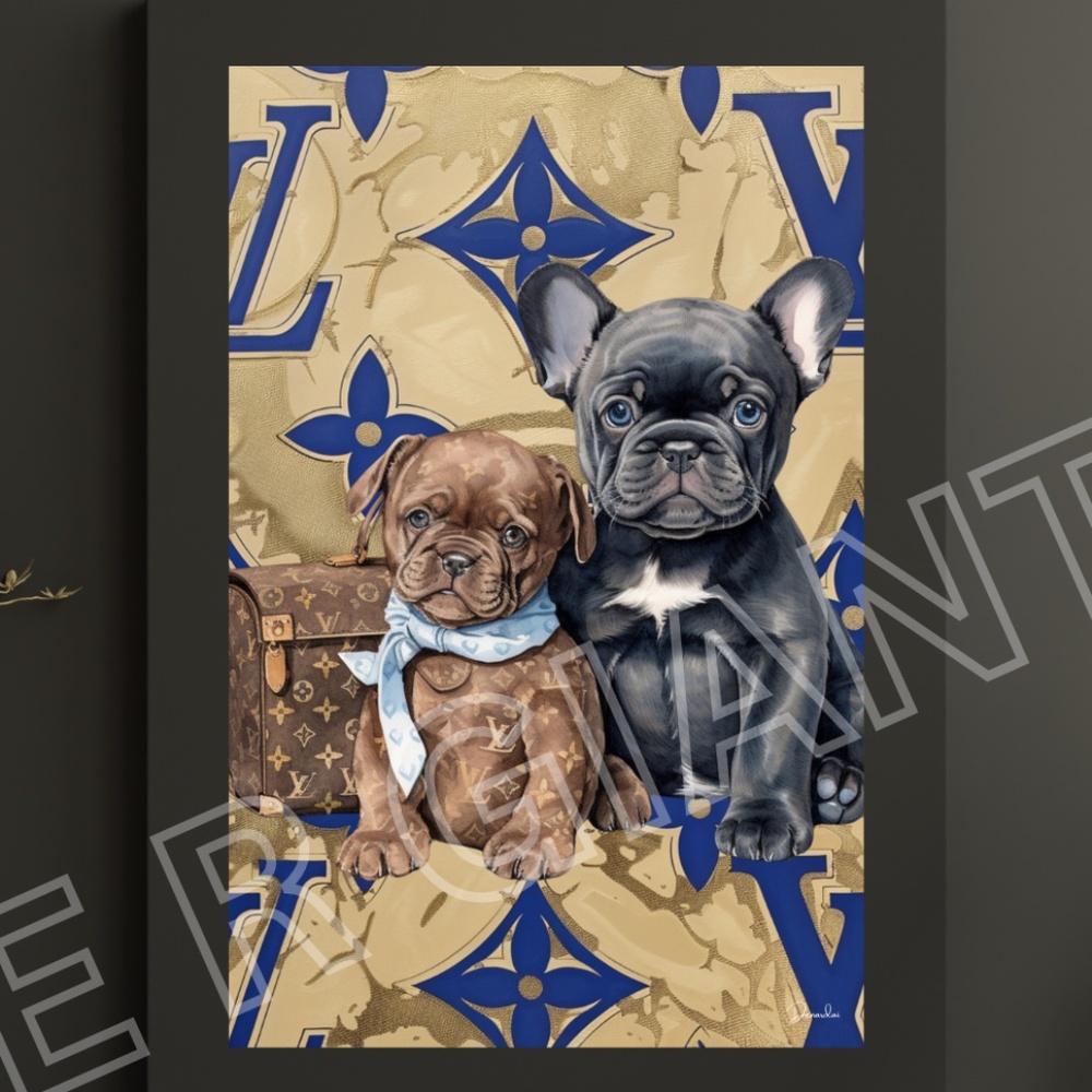 Puppy Love Vuitton Print Wall Art  11x17  Trendy Wall Art by Denardai